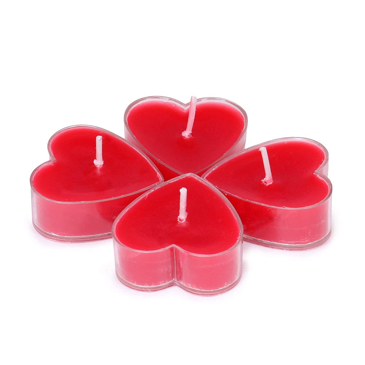 Set Lumânări Parfumate în Formă de Inimă, Aromă de Căpșuni, Timp de Ardere 4 Ore, Parafină Premium, 4 x 2 cm, 9 Bucăți, Roșu