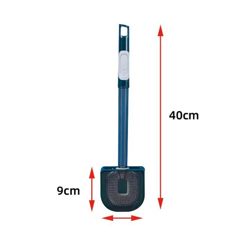 Perie de Toaleta cu Recipient pentru Detergent, Cap Flexibil din Silicon TPR, Montare pe Perete Fara Perforare, Plastic, 40 x 9 cm, Verde