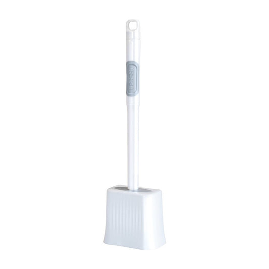 Perie de Toaleta cu Dozator pentru Lichid de Curatare, Peri Flexibili din TPR, Montare pe Perete fara Gaurire, Plastic, 12 x 6.5 x 40 cm, Alb