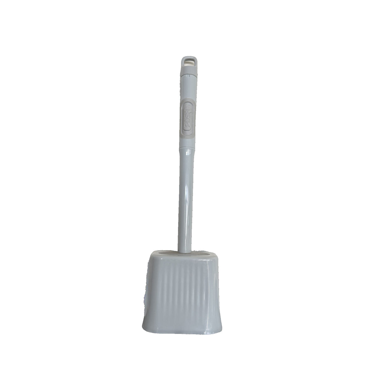 Perie de Toaleta cu Dozator de Lichid, Cap Flexibil din Silicon TPR, Montare pe Perete Fara Gaurire, Maner Lung, Plastic, 12 x 6.5 x 40 cm, Gri
