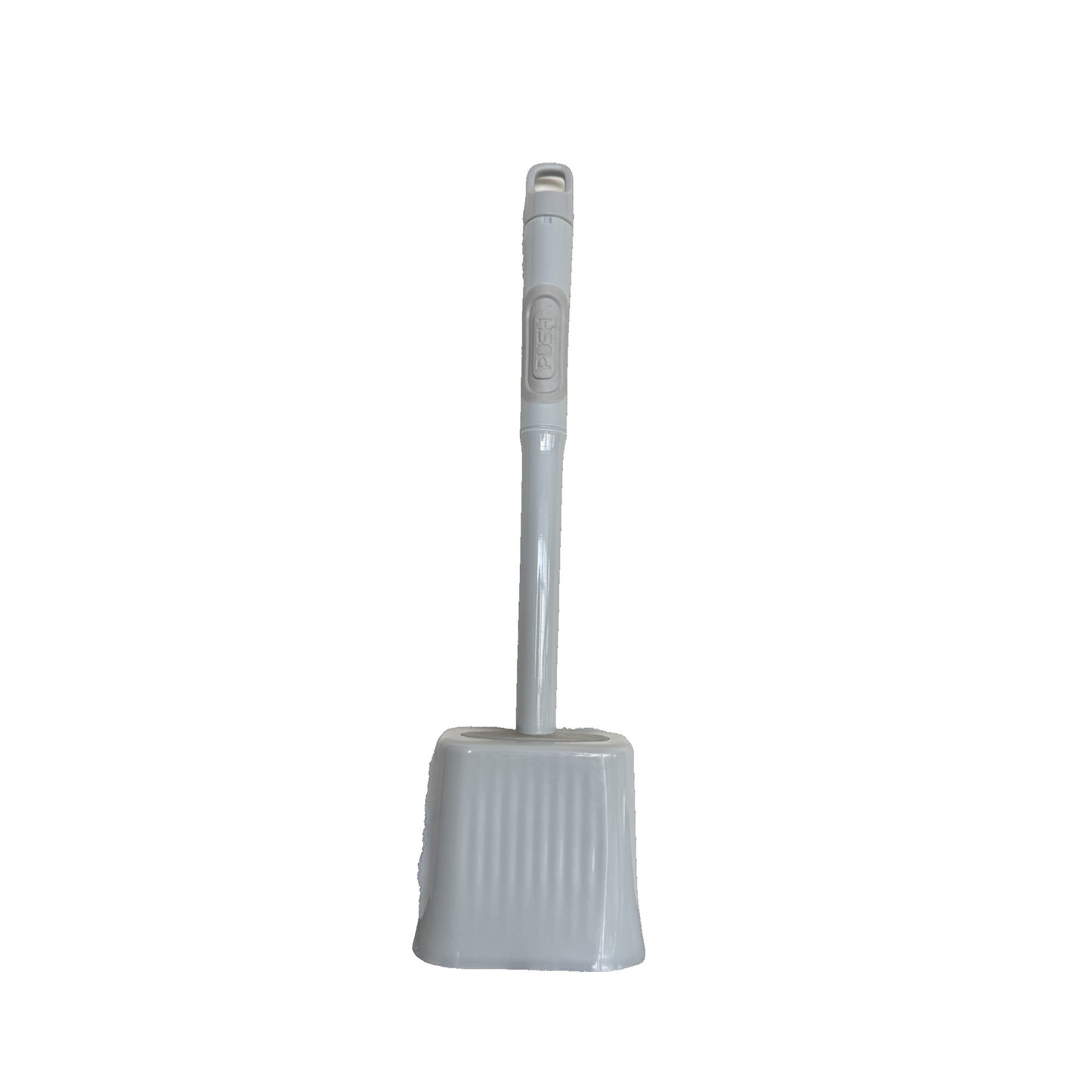 Perie de Toaleta cu Dozator de Lichid, Cap Flexibil din Silicon TPR, Montare pe Perete Fara Gaurire, Maner Lung, Plastic, 12 x 6.5 x 40 cm, Gri