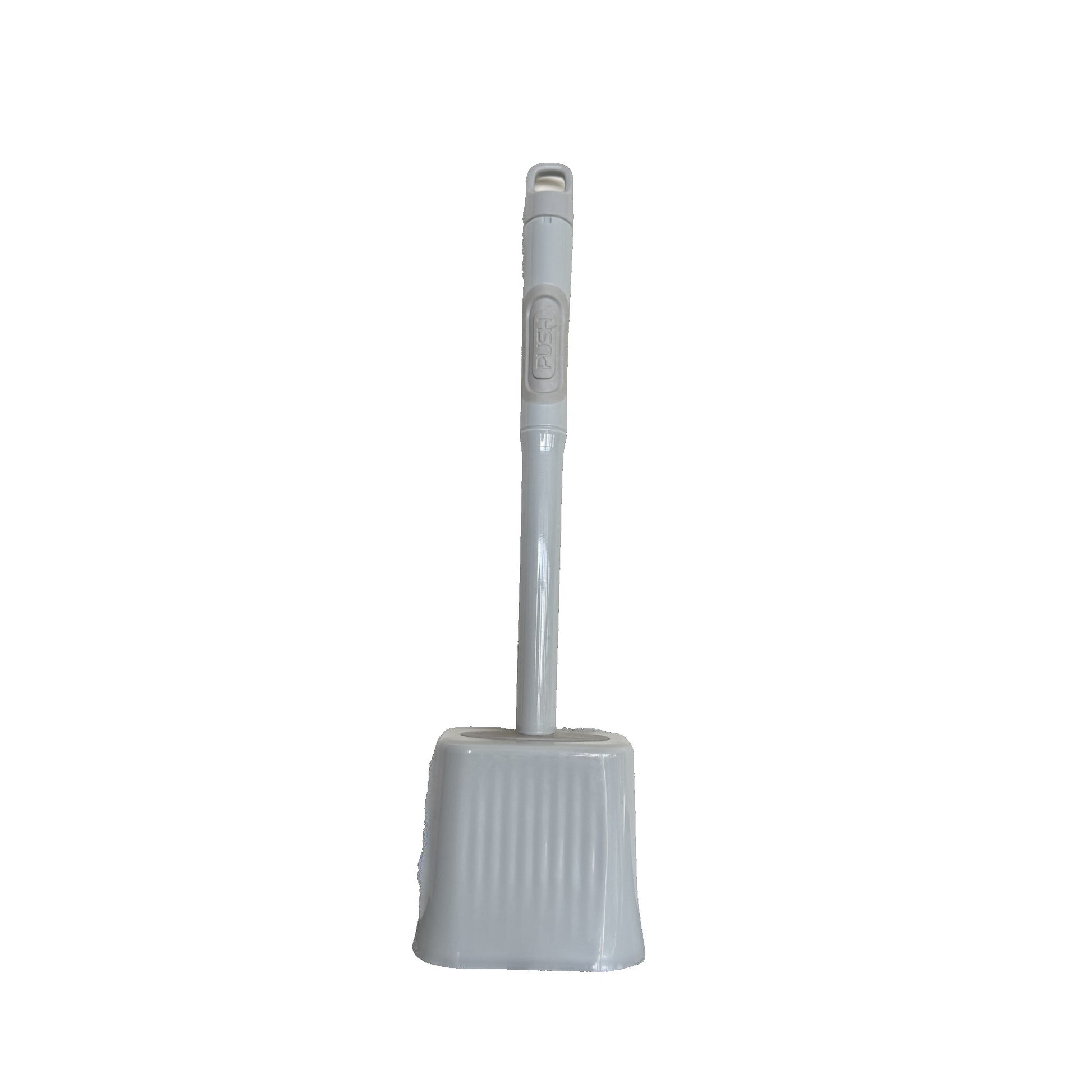 Perie de Toaleta cu Dozator de Lichid, Cap Flexibil din Silicon TPR, Montare pe Perete Fara Gaurire, Maner Lung, Plastic, 12 x 6.5 x 40 cm, Gri