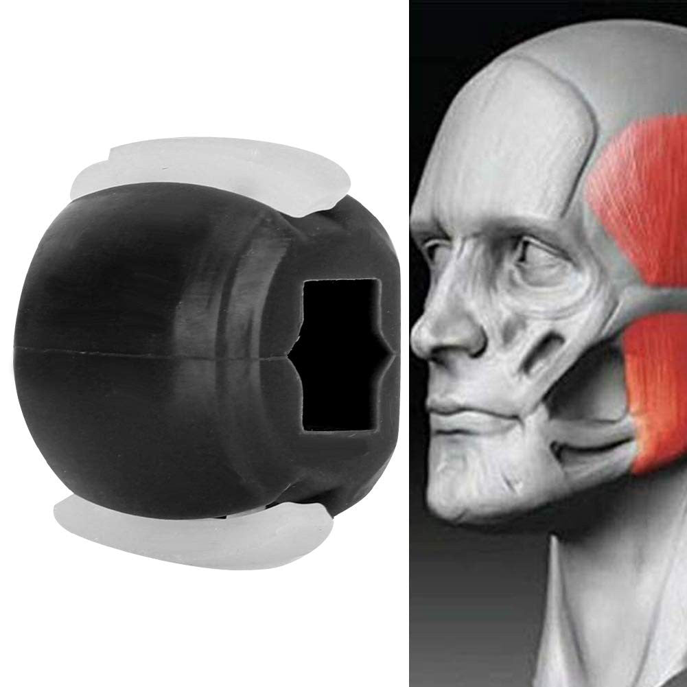 Dispozitiv Tonifiere Faciala, Antrenament Muschi Maxilar si Definire Mandibula, Silicon Medical, Snur si Cutie Depozitare Incluse, Negru