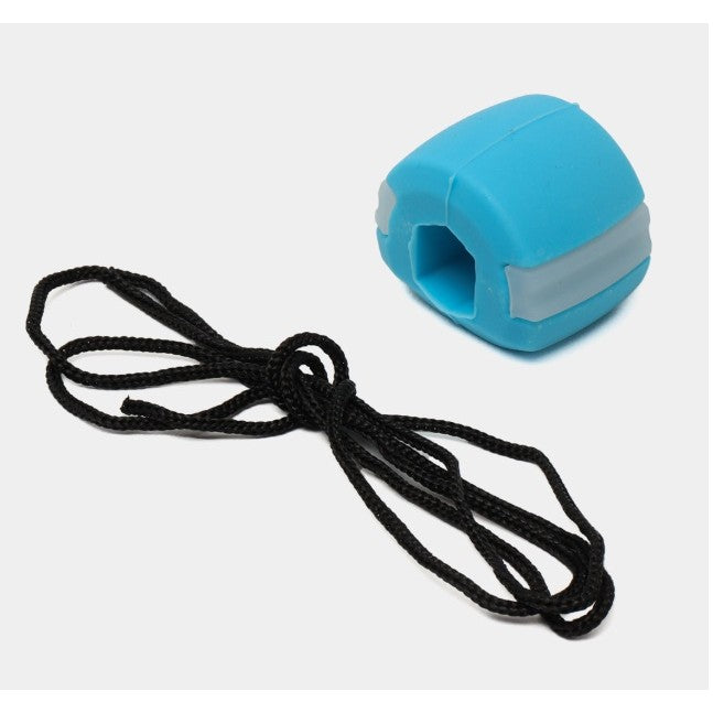 Dispozitiv Tonifiere Faciala, Antrenament Mandibula si Maxilar, Silicon Medical si Poliuretan, Include Snur si Cutie Depozitare, 40 g, Albastru