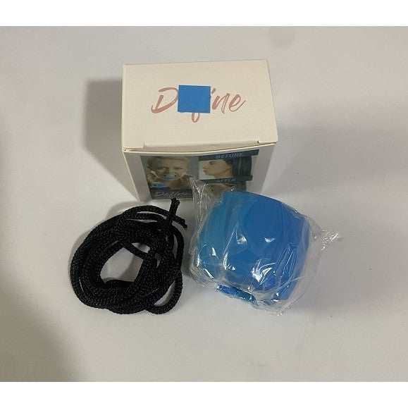 Dispozitiv Tonifiere Faciala, Antrenament Mandibula si Maxilar, Silicon Medical si Poliuretan, Include Snur si Cutie Depozitare, 40 g, Albastru