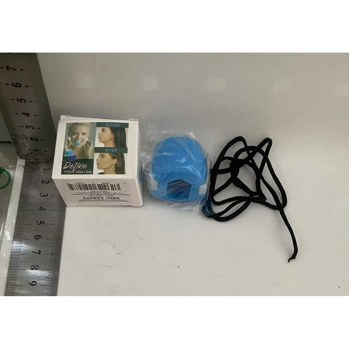 Dispozitiv Tonifiere Faciala, Antrenament Mandibula si Maxilar, Silicon Medical si Poliuretan, Include Snur si Cutie Depozitare, 40 g, Albastru