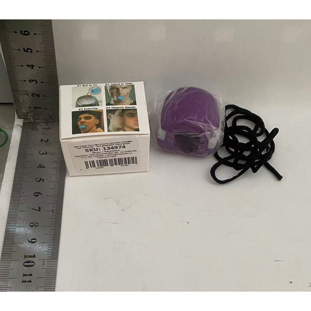 Dispozitiv Tonifiere Faciala, Antrenament Jawline si Definire Mandibula, Silicon Medical, Mov, 40 g, Cutie Depozitare si Snur Inclus