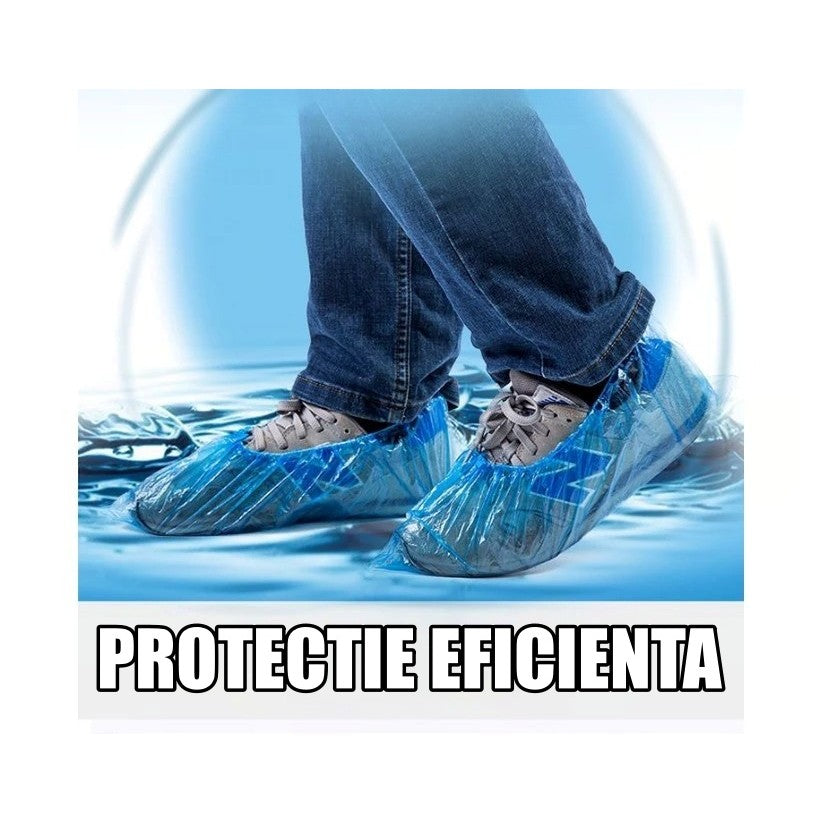 Huse Pantofi Impermeabile de Unica Folosinta, Protectie Incaltaminte Ploaie si Noroi, Marime Universala, Albastru, 100 Bucati