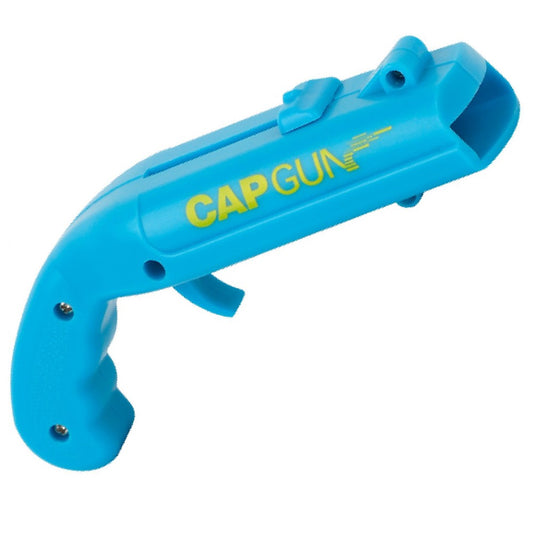 Deschizator de Sticle Model Pistol, Dispozitiv pentru Capace Metalice cu Functie de Lansare, Plastic ABS Rezistent, 13 x 6 x 3.7 cm, Albastru