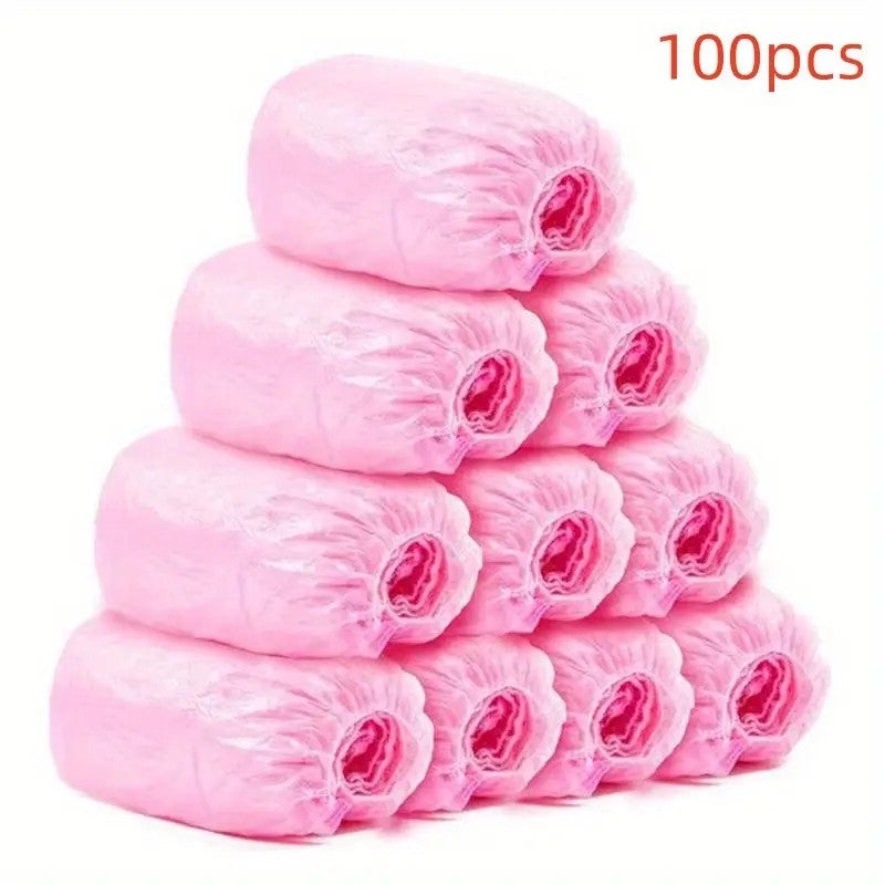 Huse de Pantofi Impermeabile, Protectii Incaltaminte de Unica Folosinta, Material Rezistent Antiderapant, Marime Universala, Roz, Set 100 Bucati