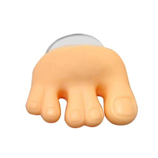 Suport de Baie Multifunctional pentru Periute de Dinti si Cabluri, Montare cu Ventuza fara Gaurire, Design Forma de Picior, Material PVC, 4 x 6.5 cm, Crem