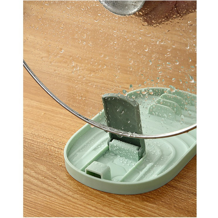 Suport Pliabil pentru Capace si Linguri, Organizator Multifunctional de Blat pentru Ustensile de Bucatarie, Material Plastic, 11.5 x 18 x 2.2 cm, Albastru Inchis