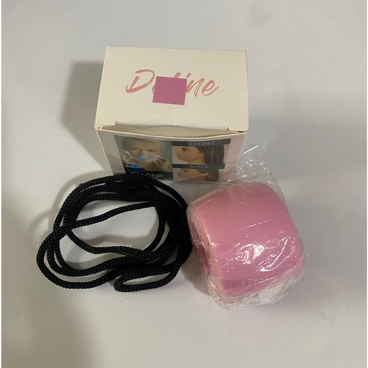 Dispozitiv Tonifiere Facială, Antrenament Mușchi Maxilar și Mandibulă, Exercitator Jawline, Silicon Medical, Roz, Include Cutie și Șnur de Agățat