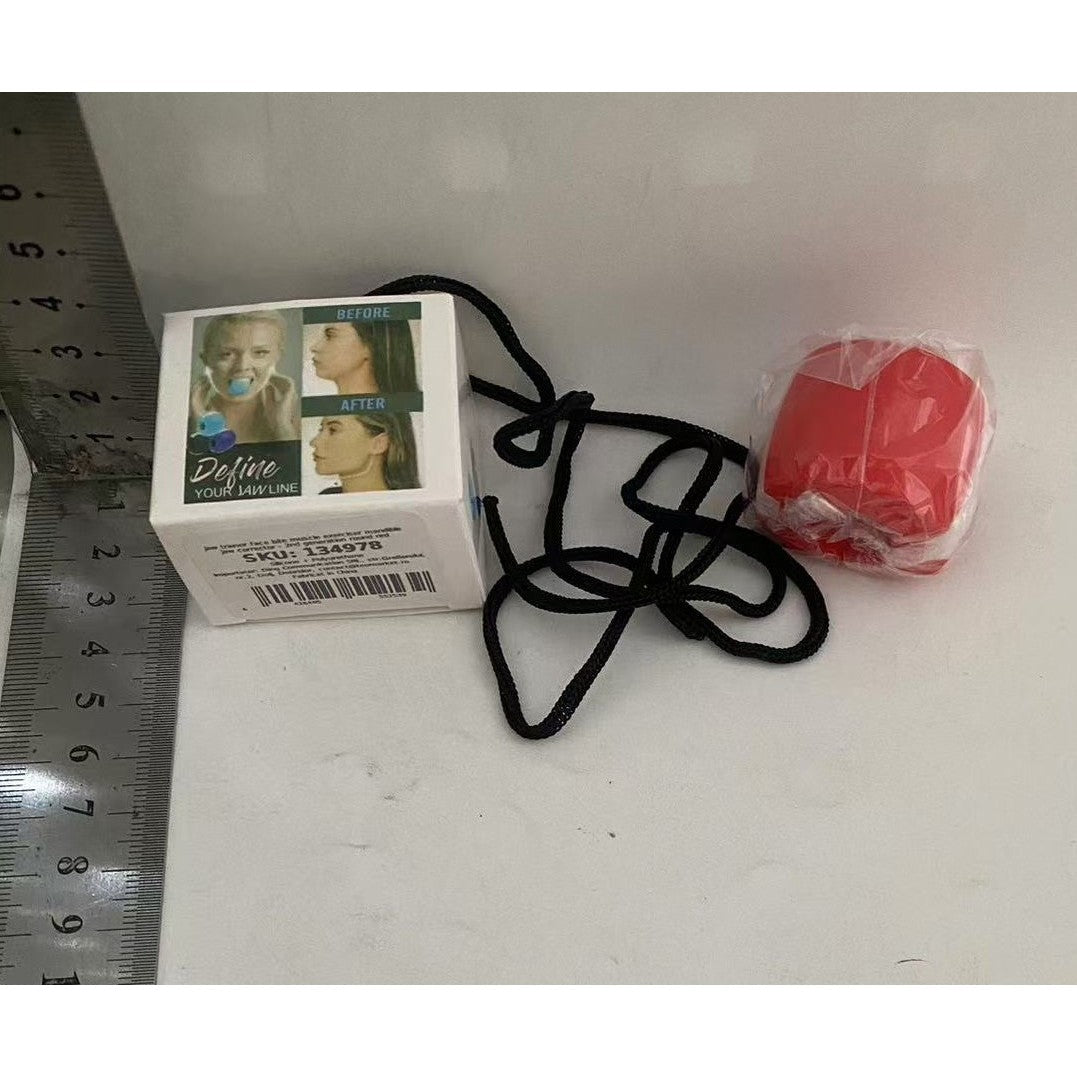 Dispozitiv Tonifiere Faciala, Antrenament Mandibula si Definire Maxilar, Silicon Medical, 40 g, Include Cutie si Snur, Rosu