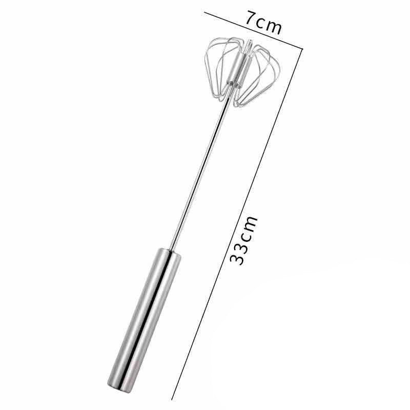Mixer Manual pentru Oua si Aluat, Tel Rotativ din Otel Inoxidabil, Instrument de Bucatarie Multifunctional, Argintiu, 33 x 7 cm
