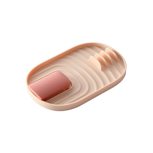 Suport Pliabil pentru Capace si Linguri, Organizator Multifunctional pentru Blat Bucatarie, Material Plastic Rezistent, 11.5 x 18 x 2.2 cm, Roz