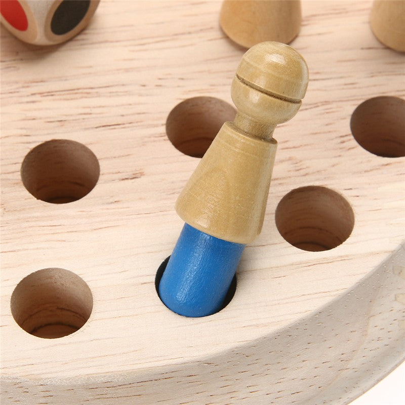 Joc de Memorie Memory Chess, Educativ si Interactiv pentru Copii si Familie, Lemn Ecologic, +4 Ani, 6 Culori, 17 cm