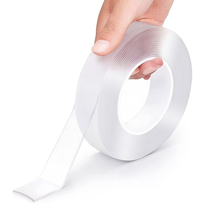Banda Dublu Adeziva Nano, Transparenta si Reutilizabila, Rezistenta la Apa, Fixare Fara Urme, Silicon, 50mm x 1mm x 1m