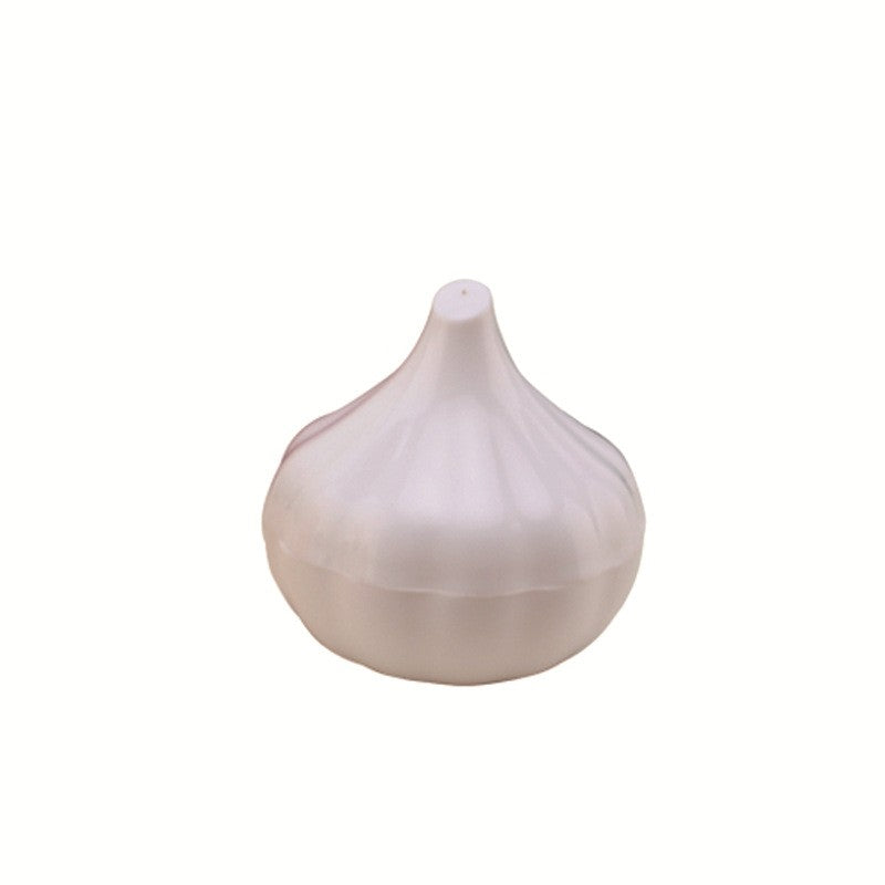 Cutie Alimentară pentru Depozitare Usturoi și Legume, Formă Tematică cu Închidere prin Răsucire, Plastic Rezistent, 350 ml, 9 x 9 x 9 cm, Alb