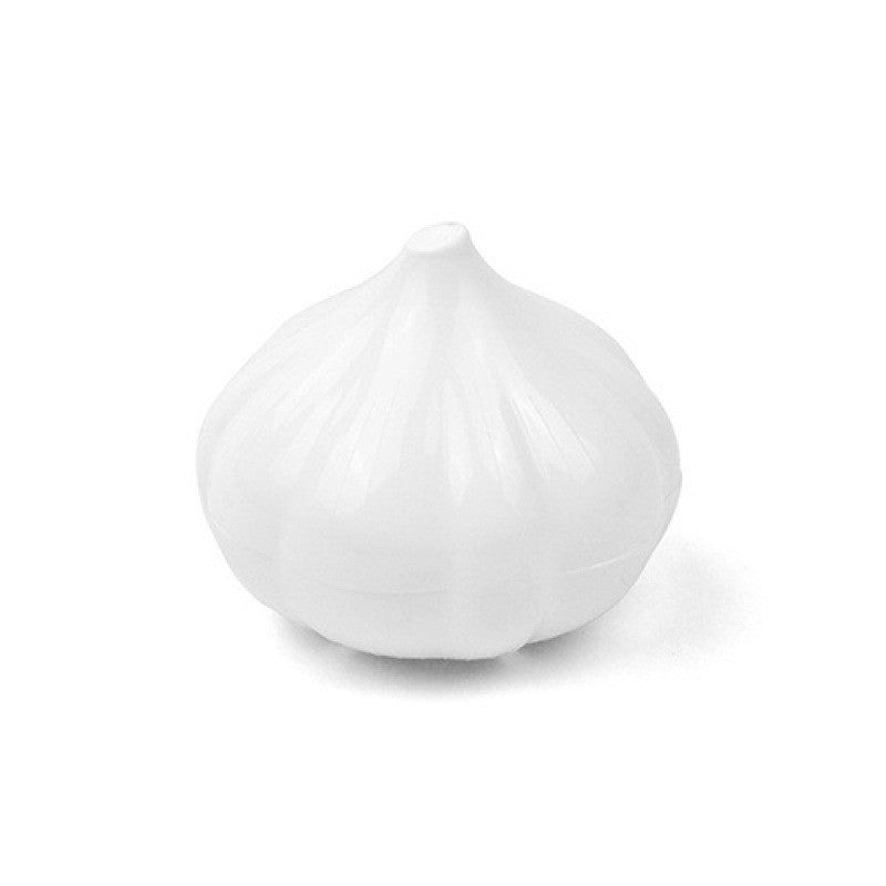 Cutie Alimentară pentru Depozitare Usturoi și Legume, Formă Tematică cu Închidere prin Răsucire, Plastic Rezistent, 350 ml, 9 x 9 x 9 cm, Alb