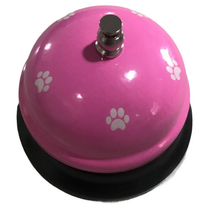 Clopotel Metalic Multifunctional pentru Dresaj Animale, Receptie si Restaurante, Design Labuta, Roz cu Alb, 7.5x7.5x6.5 cm