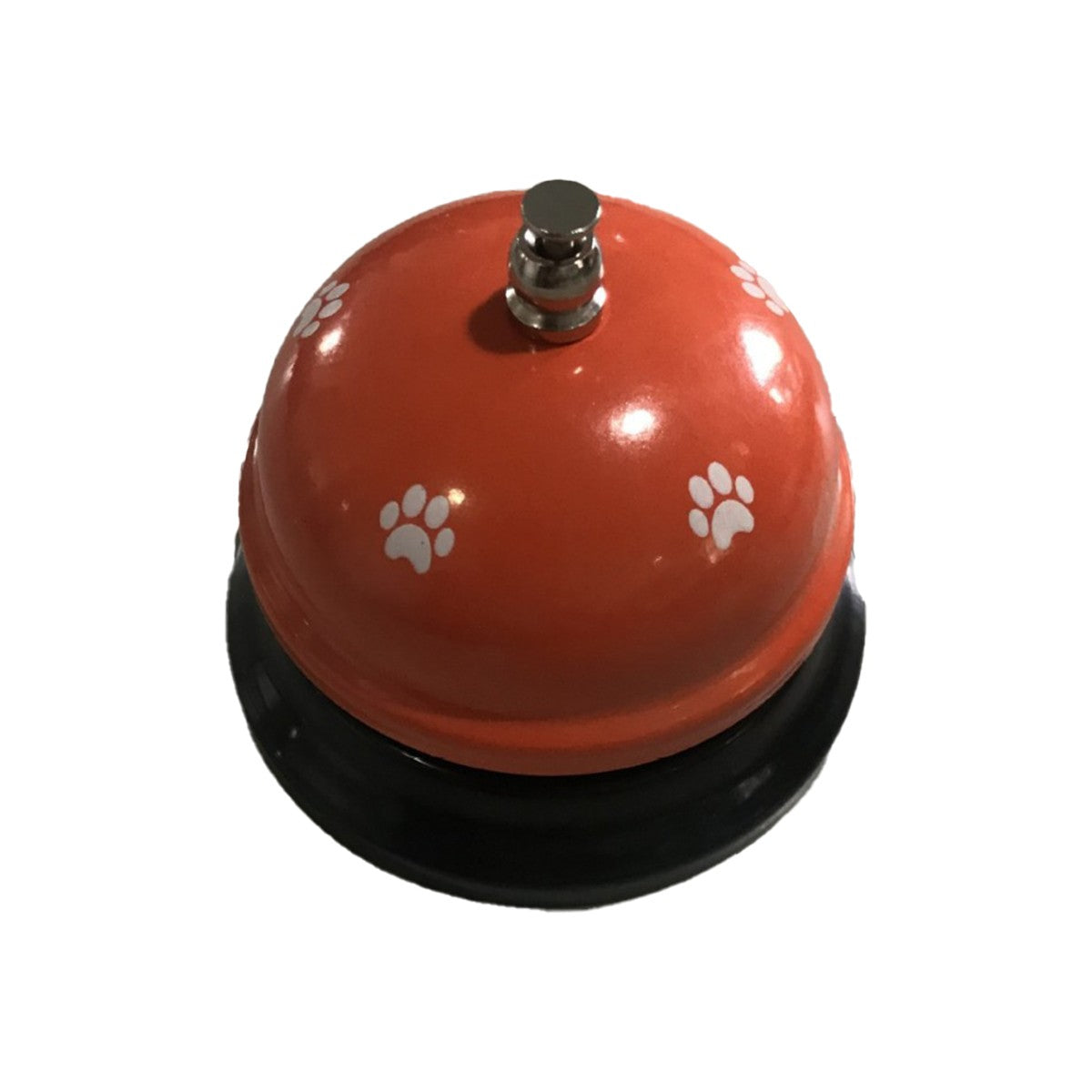 Clopotel Metalic Multifunctional pentru Dresaj Animale, Receptie si Restaurante, Design Labuta, Metal si Plastic, 7.5 x 7.5 x 6.5 cm, Portocaliu cu Alb