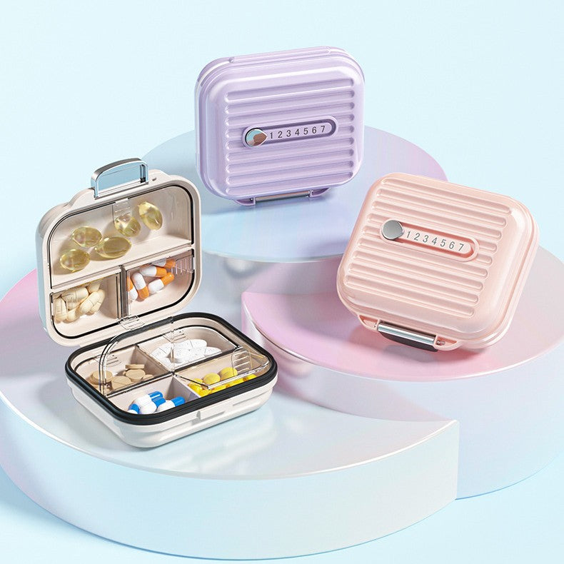 Organizator Saptamanal pentru Pastile si Medicamente, Cutie Depozitare Vitamine si Suplimente, Plastic cu Indicele Zilei, Roz