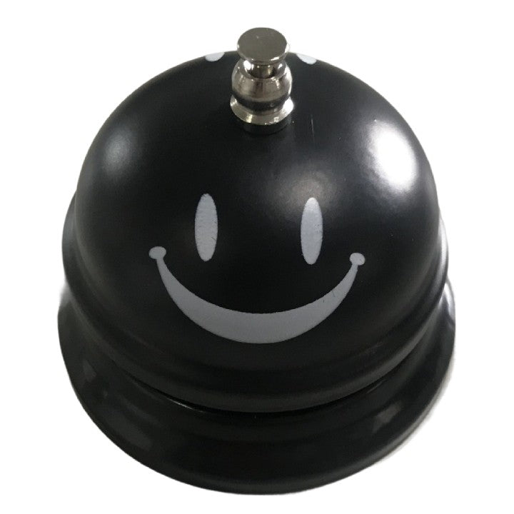 Clopotel Receptie Multifunctional, Imprimeu Smiley Face, Metal si Plastic, Pentru Restaurant, Cafenea si Hotel, Negru, 7.5x7.5x6.5 cm