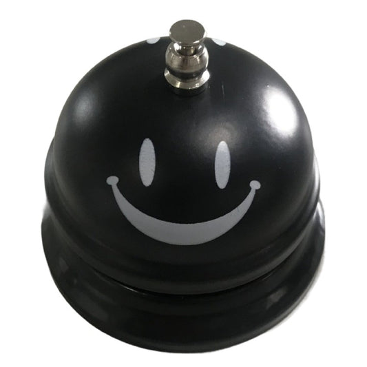 Clopotel Receptie Multifunctional, Imprimeu Smiley Face, Metal si Plastic, Pentru Restaurant, Cafenea si Hotel, Negru, 7.5x7.5x6.5 cm