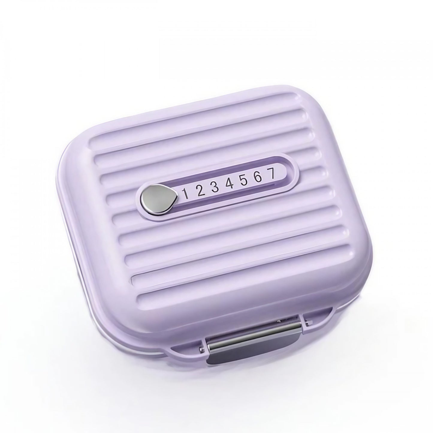 Organizator Medicamente si Vitamine, Cutie Saptamanala cu 7 Compartimente, Design Compact si Portabil, Mov, 7.8x7.2x3.5 cm