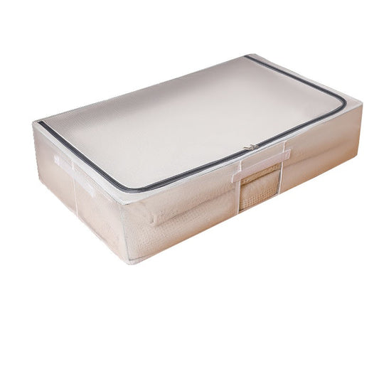 Cutie Depozitare Haine si Incaltaminte, Organizator Sub Pat, Pliabila cu Fermoar Bidirectional si Manere, Plasa PVC Impermeabila, 80 x 47 x 18 cm, Transparenta