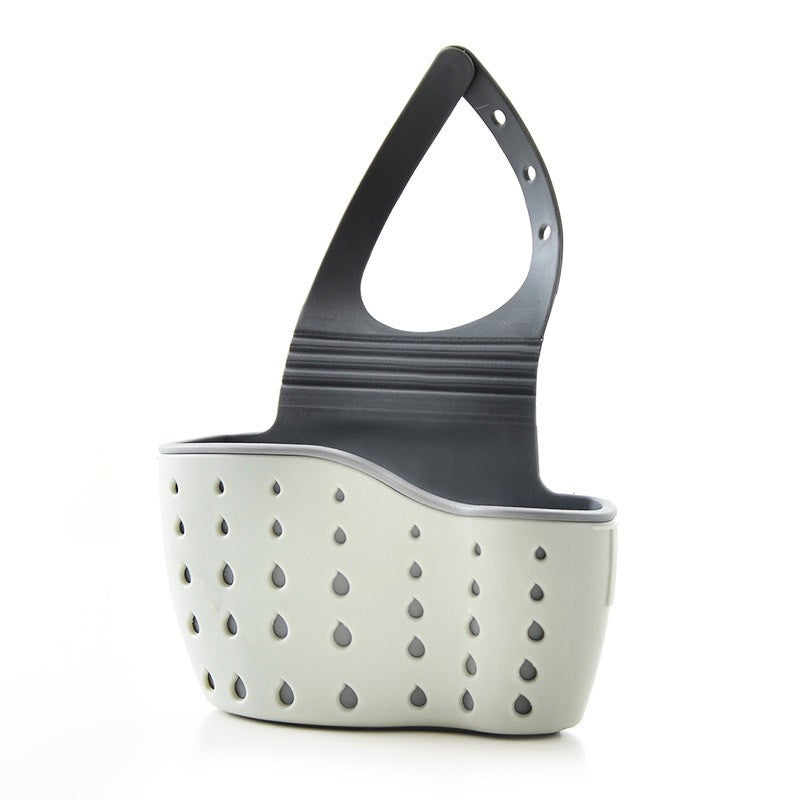 Suport Scurgere Chiuveta pentru Burete si Laveta, Organizator Bucatarie cu Orificii Drenaj, Curea Reglabila, Plastic Flexibil, Verde, 15 x 5 x 21 cm