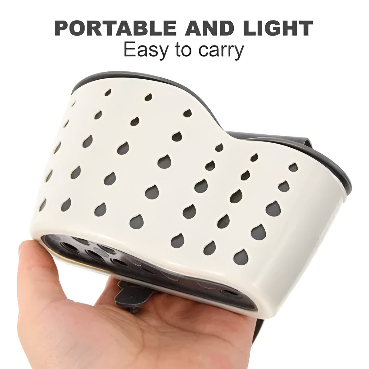 Suport Scurgere pentru Burete si Laveta, Organizator Chiuveta cu Curea Reglabila si Orificii Drenaj, Plastic Flexibil, Bej, 15x5x20 cm