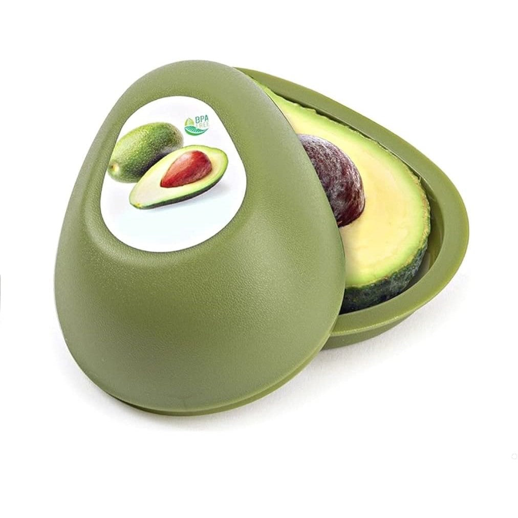 Cutie Alimentara Pentru Depozitare Si Prospetime, Model Avocado Cu Inchidere Prin Rasucire, Plastic Durabil, 500 ml, Verde Inchis, 12.5 x 5.4 cm