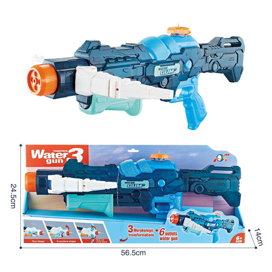 Pistol Cu Apa, Jucarie De Vara Cu 4 Moduri De Stropire Si Raza 8m, Plastic Rezistent, Rezervor 700 ml, 56 cm, Albastru, +6 Ani