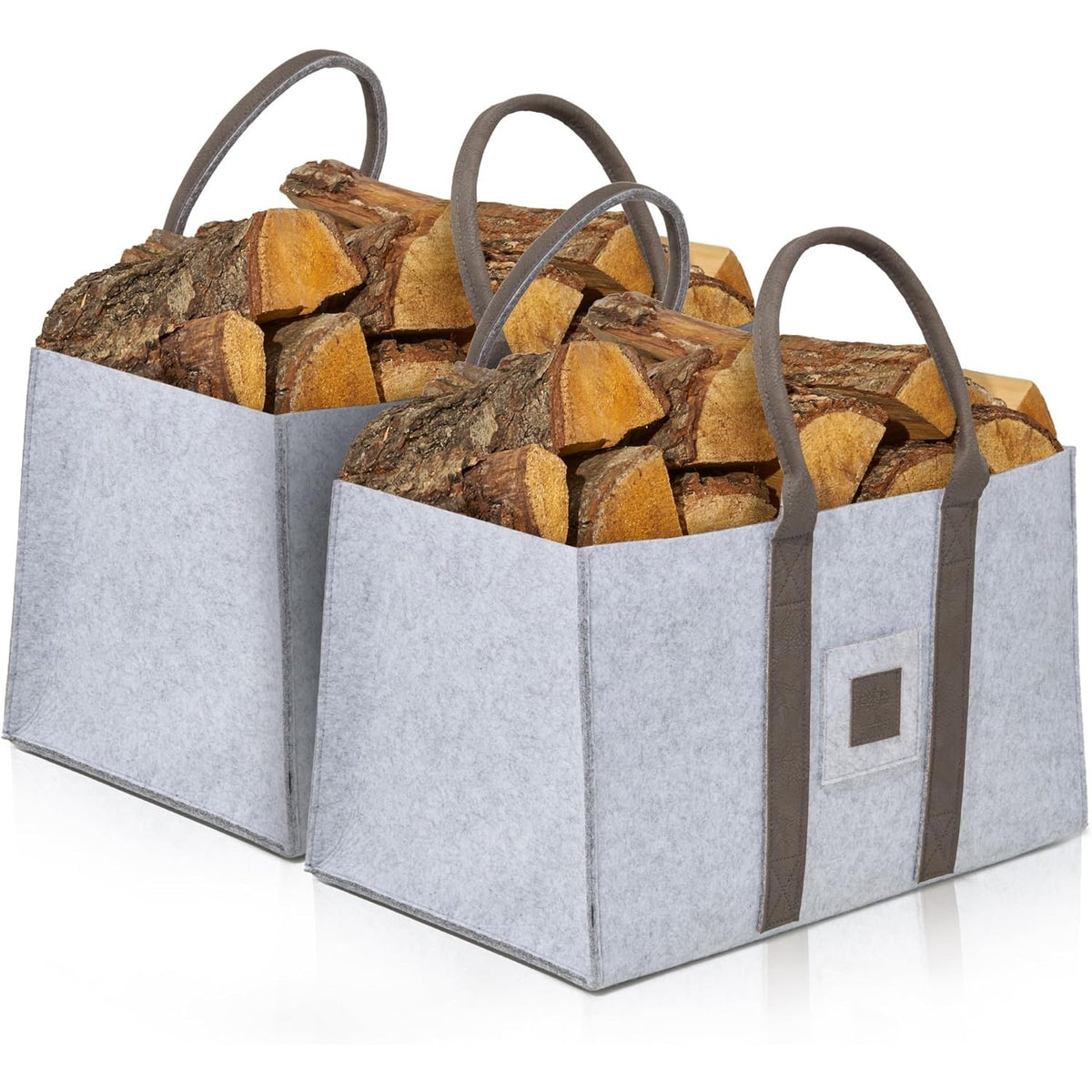 Cos Multifunctional pentru Depozitare si Rufe, Geanta Rezistenta pentru Lemne de Foc si Accesorii, Textil Durabil cu Manere, 50x34x32 cm, Gri