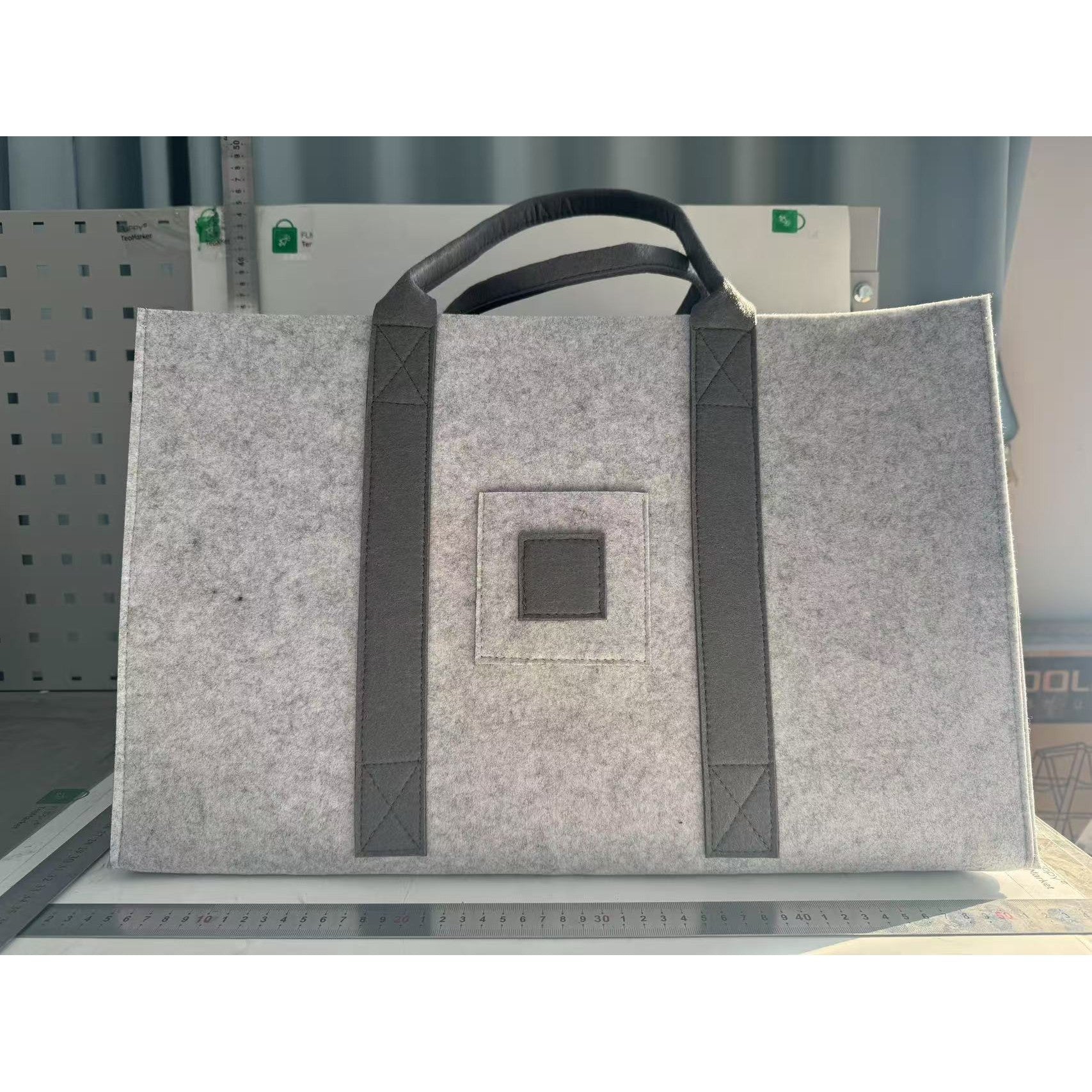 Cos Multifunctional pentru Depozitare si Rufe, Geanta Rezistenta pentru Lemne de Foc si Accesorii, Textil Durabil cu Manere, 50x34x32 cm, Gri