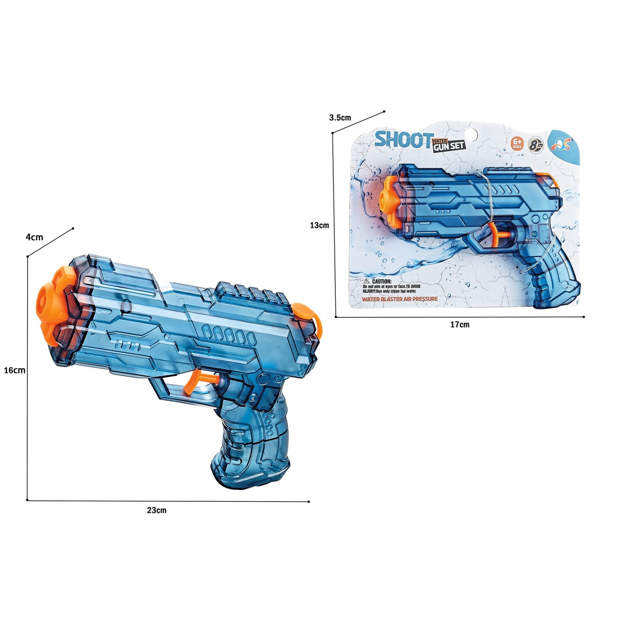 Pistol cu Apa pentru Copii, Actionare Manuala si Design Ergonomic, Plastic, Rezervor 250 ml, 23 x 16 x 4 cm, Albastru