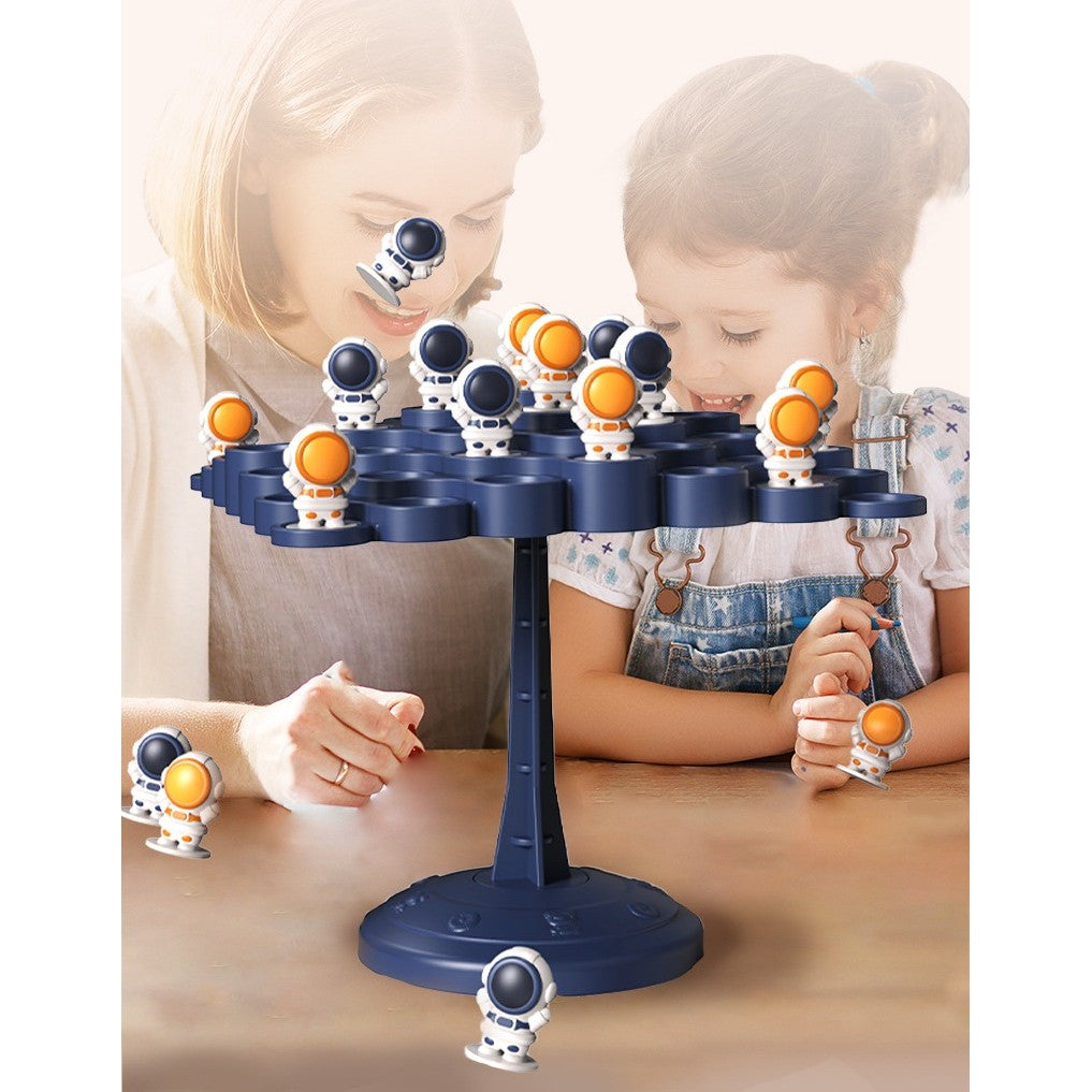Joc Interactiv de Echilibru Astronauți, Educativ și de Dexteritate cu 50 Pioni, Roată Pedepse și Zar, Plastic, +3 Ani, 14 x 7 x 14 cm, Albastru