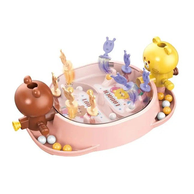 Jucarie Interactiva pentru Copii, Joc de Masa Portabil de Tip Lupta Ursuleti, Dezvoltare Coordonare Mana-Ochi, Plastic ABS, 2 Jucatori, +5 Ani, 19 x 7 x 11.3 cm, Roz