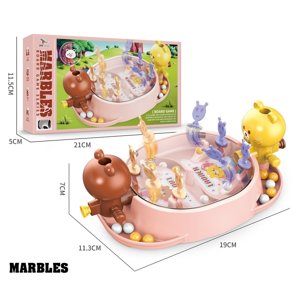 Jucarie Interactiva pentru Copii, Joc de Masa Portabil de Tip Lupta Ursuleti, Dezvoltare Coordonare Mana-Ochi, Plastic ABS, 2 Jucatori, +5 Ani, 19 x 7 x 11.3 cm, Roz