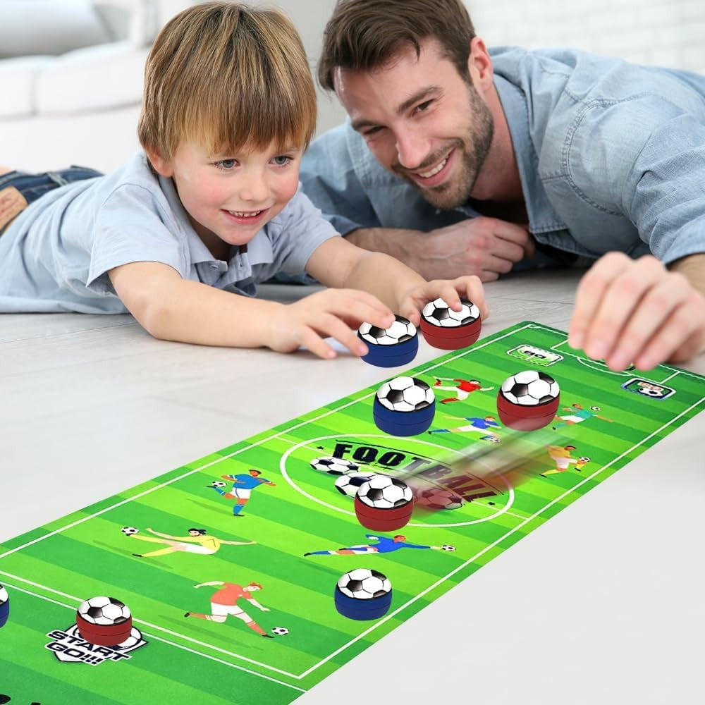 Joc Interactiv Covor De Fotbal Pentru Copii, Masa De Joc Portabila, Antrenament Reflexe Si Coordonare, Textil Si Plastic, 90 x 20 cm, 6 Mingi Incluse, 1-4 Jucatori, Verde