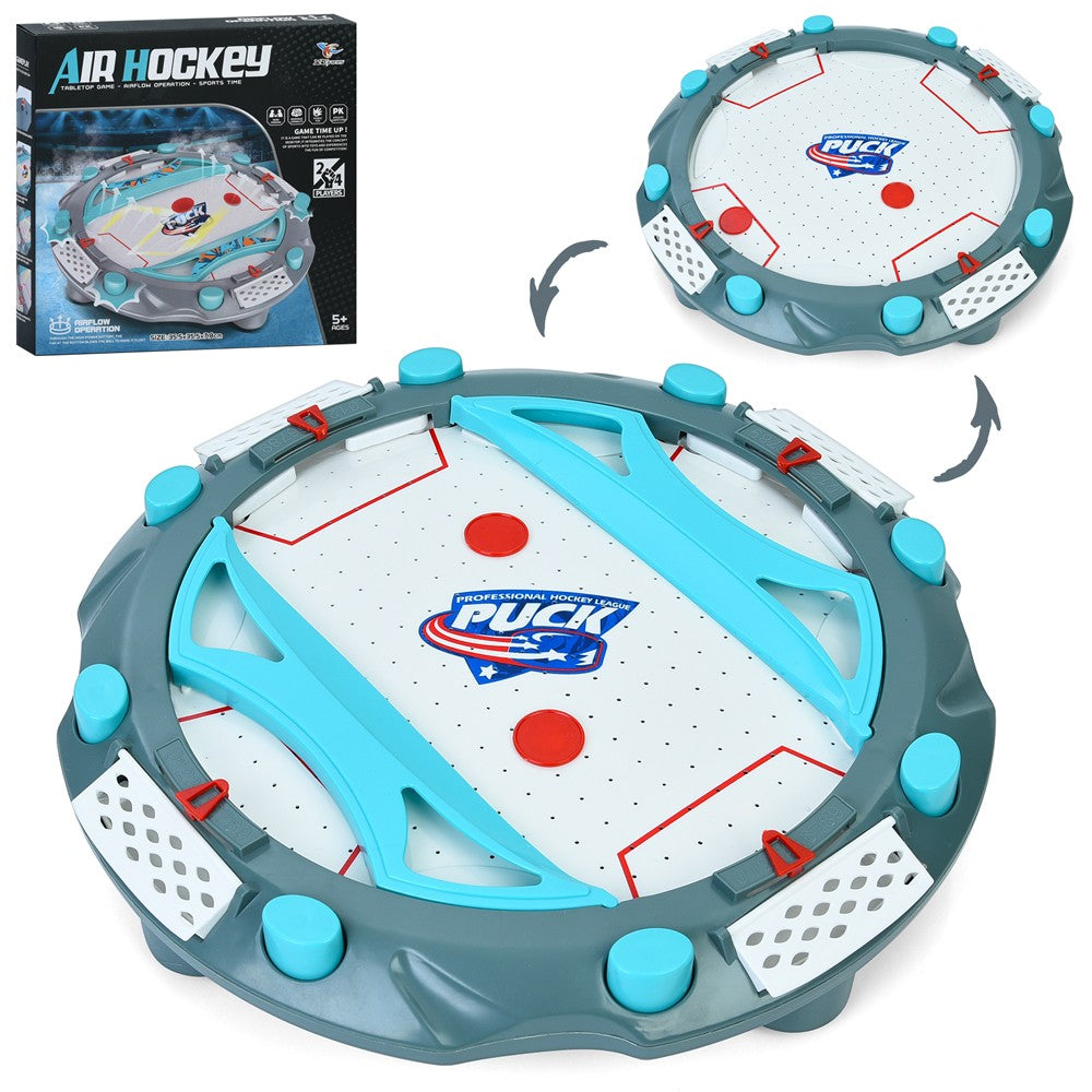 Masa Air Hockey Compacta, Joc Interactiv cu Flux de Aer si Tabela Scor, Material ABS, Gri, 35.5 x 35.5 x 7.8 cm