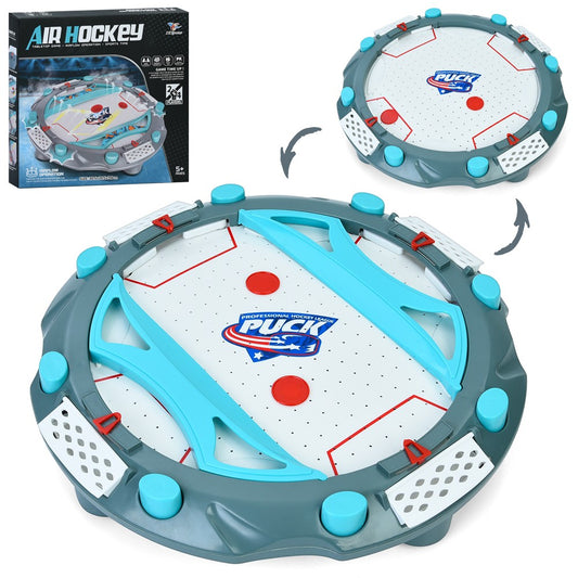 Masa Air Hockey Compacta, Joc Interactiv cu Flux de Aer si Tabela Scor, Material ABS, Gri, 35.5 x 35.5 x 7.8 cm