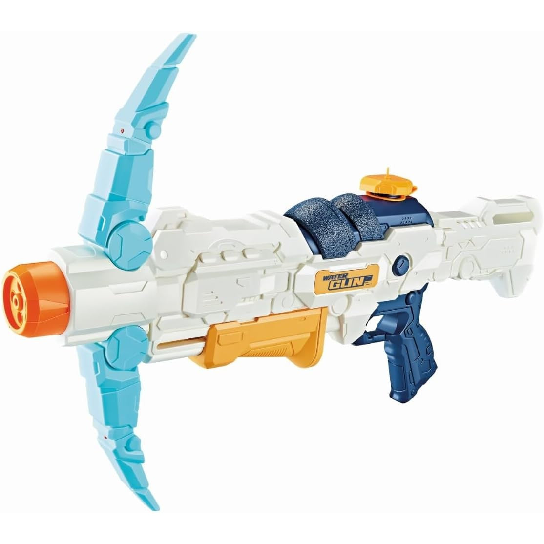 Pistol cu Apa pentru Copii, 4 Moduri de Pulverizare, Raza 8m, Rezervor 700 ml, Plastic Rezistent, 56 cm, Alb, +6 Ani