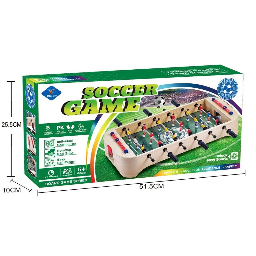 Masa de Fotbal de Tabletop, Portabila fara Picioare cu 6 Manere si Tablou Scor, Lemn si Otel Inoxidabil, 51 x 11 x 35 cm, Crem/Verde