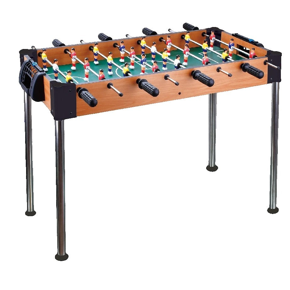 Masa de Fotbal cu Picioare Inalte, Joc de Societate pentru Copii si Adulti, 8 Manere si Tablou de Scor, Lemn si Otel Inoxidabil, 86 x 62 x 65 cm, Multicolor