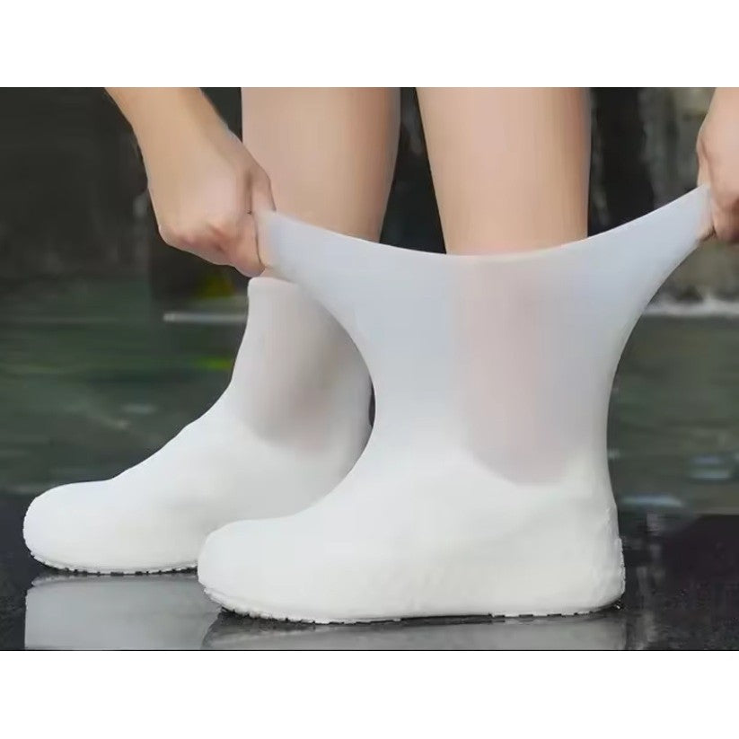 Huse Incaltaminte Impermeabile, Protectie Ploaie si Noroi, Talpa Antiderapanta, Latex Elastic, Marime M 34-40, Alb