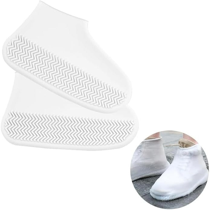 Huse Incaltaminte Impermeabile, Protectie Ploaie si Noroi, Talpa Antiderapanta, Latex Elastic, Marime M 34-40, Alb