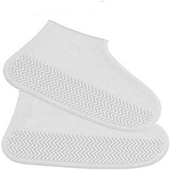 Huse Incaltaminte Impermeabile, Protectie Ploaie si Noroi, Talpa Antiderapanta, Latex Elastic, Marime M 34-40, Alb